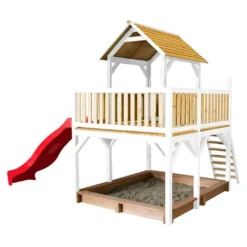 Axi Maisonnette Pour Enfant En Bois De Hemlock + Toboggan Atka -Jardelix Soldes Magasin maisonnette enfant bois hemlock toboggan atka 1