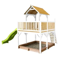 Axi Maisonnette Pour Enfant En Bois De Hemlock + Toboggan Atka -Jardelix Soldes Magasin maisonnette enfant bois hemlock toboggan atka
