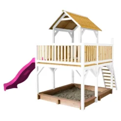 Axi Maisonnette Pour Enfant En Bois De Hemlock + Toboggan Atka -Jardelix Soldes Magasin maisonnette enfant bois hemlock toboggan atka 3