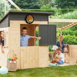 Maisonnette Pour Enfant En Bois Brut Avec Pergola – Santa Barbara