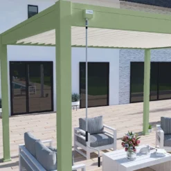 Pergola Bioclimatique Ombréa En Aluminium 3 X 4 M Autoportée - Vert Jade -Jardelix Soldes Magasin manivelle pergola bioclimatique verte 3x4 ombrea 15 728424