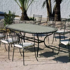 Hevea Salon De Jardin En Acier Avec Plateau Mosaïque Monte-Carlo Shifa – 8 Places