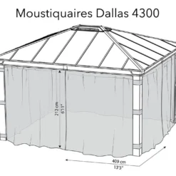 Moustiquaires En Polyester Pour Pergola Dallas Palram – Lot De 4 -Jardelix Soldes Magasin moustiquaires pergola dallas 4300 palram