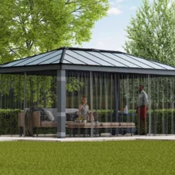 Moustiquaires En Polyester Pour Pergola Dallas Palram – Lot De 4 -Jardelix Soldes Magasin moustiquaires pergola dallas palram 3