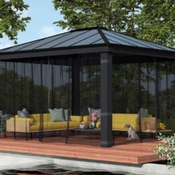 Moustiquaires En Polyester Pour Pergola Dallas Palram – Lot De 4 -Jardelix Soldes Magasin moustiquaires pergola dallas palram 4