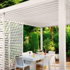 Panneau Latéral Brise-vue En Aluminium Pour Pergola Ombréa 1,2 M -Jardelix Soldes Magasin panneau brise vue jardin blanc angle