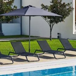 Parasol En Aluminium Laqué Et Toile En Oléfine 250 X 250 Cm - Eolo -Jardelix Soldes Magasin parasol aluminium laque eolo piscine gris anth