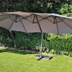 Parasol Déporté 3 Têtes 4,6 M En Aluminium Et Toile Grise - Deporwide
