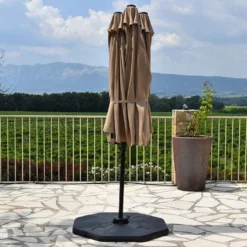 Parasol Déporté 3 Têtes 4,6 M En Aluminium Et Toile Taupe - Deporwide 11 Parasol Déporté 3 Têtes 4,6 M En Aluminium Et Toile Taupe - Deporwide -Jardelix Soldes Magasin parasol deporte aluminium grande toile taupe 460cm 1 1