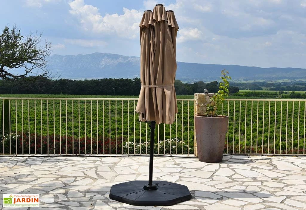 Parasol Déporté 3 Têtes 4,6 M En Aluminium Et Toile Taupe - Deporwide 6 Parasol Déporté 3 Têtes 4,6 M En Aluminium Et Toile Taupe - Deporwide – Image 4