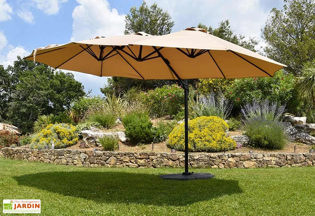 Parasol Déporté 3 Têtes 4,6 M En Aluminium Et Toile Taupe - Deporwide 3 Parasol Déporté 3 Têtes 4,6 M En Aluminium Et Toile Taupe - Deporwide
