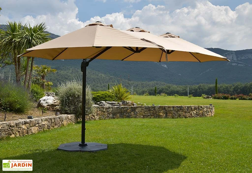 Parasol Déporté 3 Têtes 4,6 M En Aluminium Et Toile Taupe - Deporwide 4 Parasol Déporté 3 Têtes 4,6 M En Aluminium Et Toile Taupe - Deporwide – Image 2