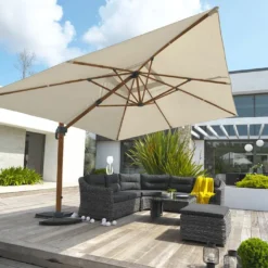 Parasol Déporté En Aluminium Et Polyester Sevilla 3 X 4 M