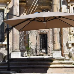 Parasol Déporté à LED En Aluminium Et Polyester Capeo 3 X 3 M