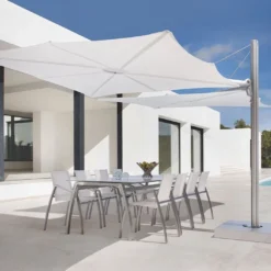 Parasol Déporté 250 Cm - Spectra Duo Toile Solidum -Jardelix Soldes Magasin parasol deporte spectra duo 250cm umbrosa 1