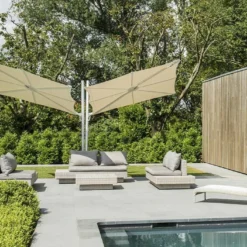 Parasol Déporté 250 Cm - Spectra Duo Toile Solidum -Jardelix Soldes Magasin parasol deporte spectra duo 250cm umbrosa 2