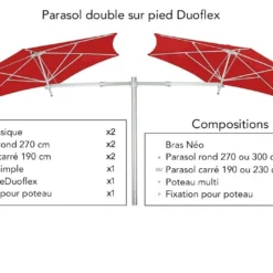 Parasol Rond 270 Cm Pour Composition Paraflex - Toile Sunbrella -Jardelix Soldes Magasin parasol double pied paraflex duoflex umbrosa 1