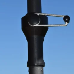 Parasol Rectangulaire 3 Têtes 4,6 M En Aluminium Et Toile Taupe - Wide -Jardelix Soldes Magasin parasol droit 3 tetes aluminium toile polyester taupe 465cm 1