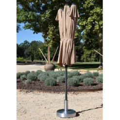 Parasol Rectangulaire 3 Têtes 4,6 M En Aluminium Et Toile Taupe - Wide -Jardelix Soldes Magasin parasol droit 3 tetes aluminium toile polyester taupe 465cm