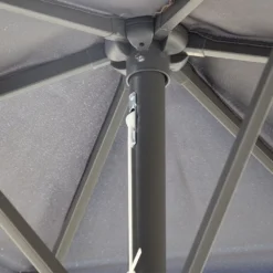 Parasol Droit 3 M Aluminium Toile Avec Aération – Canopy Gris -Jardelix Soldes Magasin parasol droit aluminium toile aeration canopy gris 3m 2