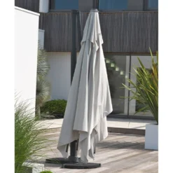 Parasol Déporté En Aluminium Et Polyester Gris 4x3m Sevilla -Jardelix Soldes Magasin parasol en aluminium 5
