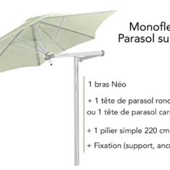 Bras Néo En Aluminium Pour Parasol Paraflex - 2,00 M -Jardelix Soldes Magasin parasol pied bras neo umbrosa