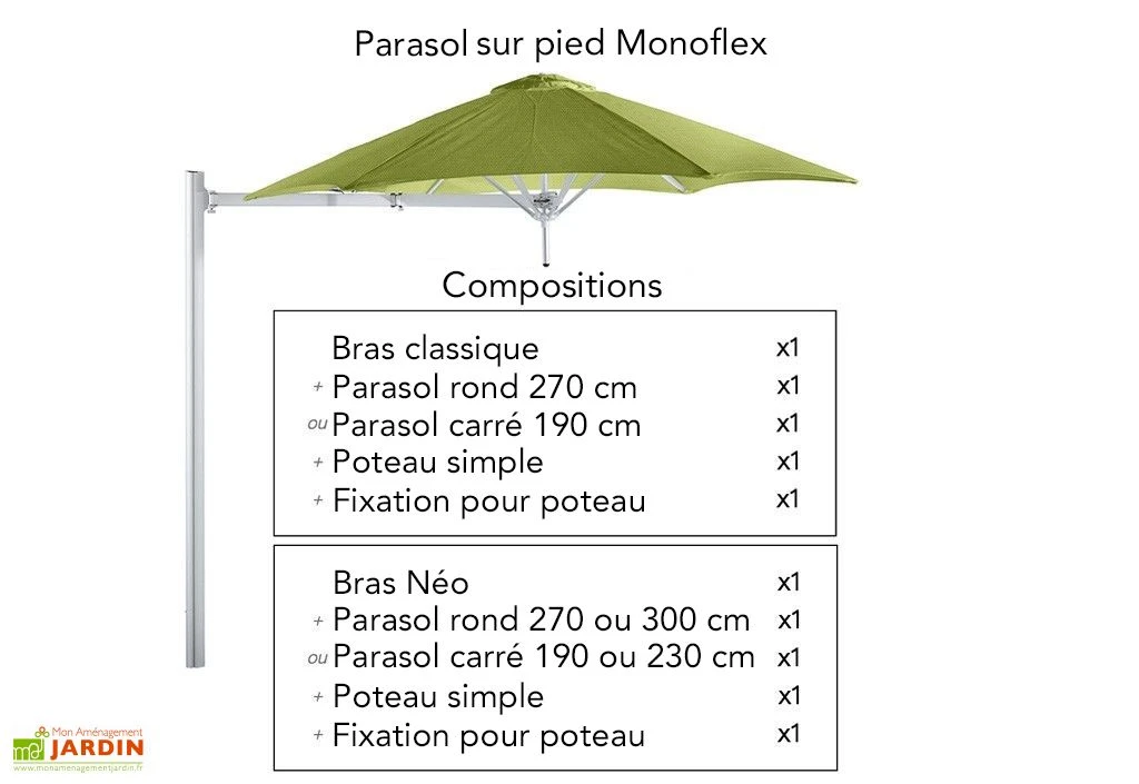 Parasol Carré 230 Cm Pour Composition Paraflex - Toile Solidum 6 Parasol Carré 230 Cm Pour Composition Paraflex - Toile Solidum – Image 4