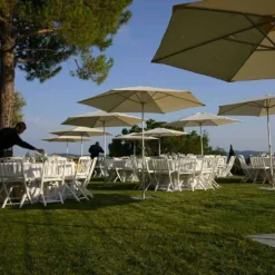 Parasol Rond Mât Central Aluminium Toile Oléfine Ø 2,70 M -Jardelix Soldes Magasin parasol rond mat central 270cm p50 2