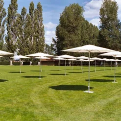 Parasol Rond Mât Central Aluminium Toile Oléfine Ø 2,70 M -Jardelix Soldes Magasin parasol rond mat central 270cm p50