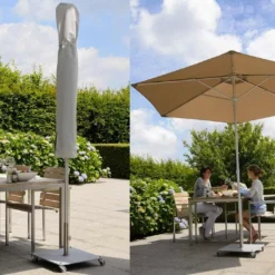 Parasol Rond Mât Central Aluminium Toile Oléfine Ø 2,70 M -Jardelix Soldes Magasin parasol rond mat central 270cm p50 6