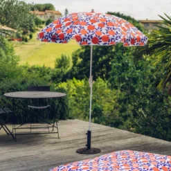 Parasol Rond En Tissu Et Métal ø 167 Cm – Pomegranate -Jardelix Soldes Magasin parasol rond pomegranate 01