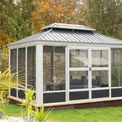 Pergola Fermée En Aluminium 4 X 3 M Avec Toiture Acier - Bolata