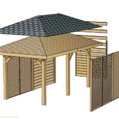 Solid Jalousie Orientable Pour Tonnelle Kiosque En Bois Autoclave -Jardelix Soldes Magasin pavillon modulable vue eclatee 4