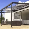 Pergola En Aluminium Et Polycarbonate Adossée 3,5 X 6 M - Edena -Jardelix Soldes Magasin pergola adosse edena terrasse