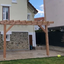 Pergola Adossée En Bois Douglas - L : 4,00 M – Occitanie 2 Poteaux -Jardelix Soldes Magasin pergola adossee bois douglas cpbf