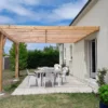Pergola Adossée En Bois Douglas - L : 4,00 M – Occitanie 2 Poteaux -Jardelix Soldes Magasin pergola adossee bois douglas toit plat cpbf