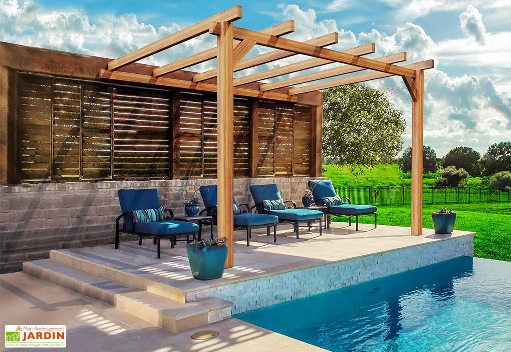Pergola Adossée En Bois D'Europe Du Nord Lamellé Collé - Andorra 3 Pergola Adossée En Bois D'Europe Du Nord Lamellé Collé - Andorra