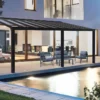 Pergola Aluminium Gris Et Polycarbonate - Stockholm | Palram – Canopia -Jardelix Soldes Magasin pergola adossee stockholm canopia palram