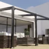 Pergola Adossée En Aluminium 3 X 6 M - Barbade -Jardelix Soldes Magasin pergola aluminium adossee terrasse 1