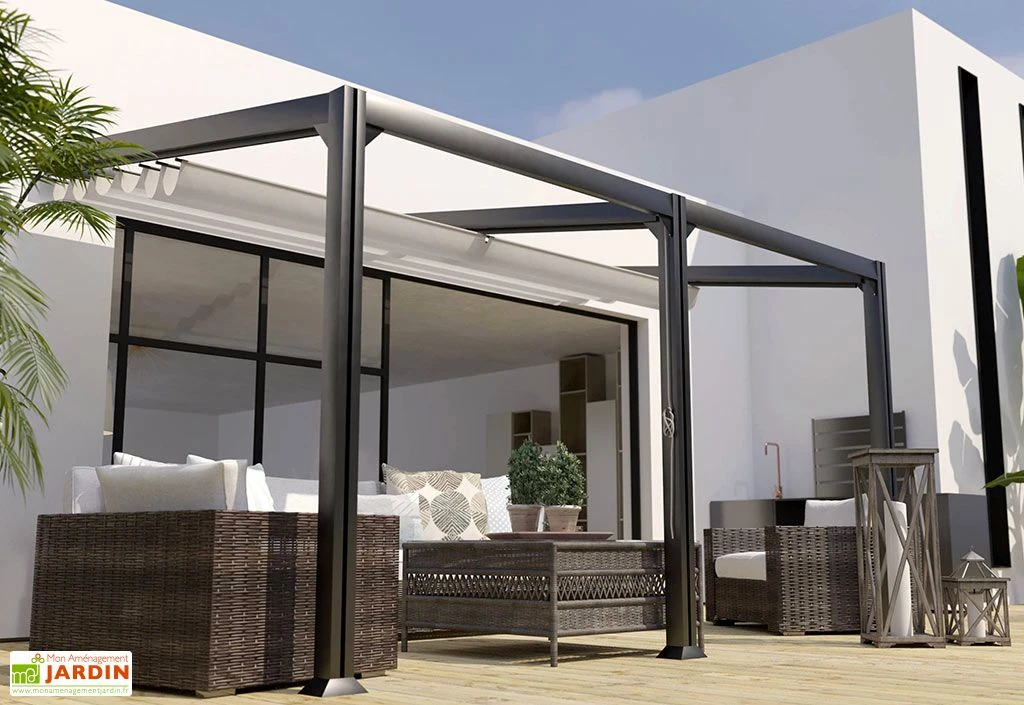 Pergola Adossée En Aluminium 3 X 6 M - Barbade 3 Pergola Adossée En Aluminium 3 X 6 M - Barbade