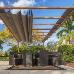 Paragon Pergola En Aluminium Effet Bois Florence 17,67 M² -Jardelix Soldes Magasin pergola aluminium effet bois florence 17m2 marron