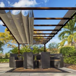 Paragon Pergola En Aluminium Effet Bois Florence 17,67 M² -Jardelix Soldes Magasin pergola aluminium effet bois florence 17m2 marron fonce