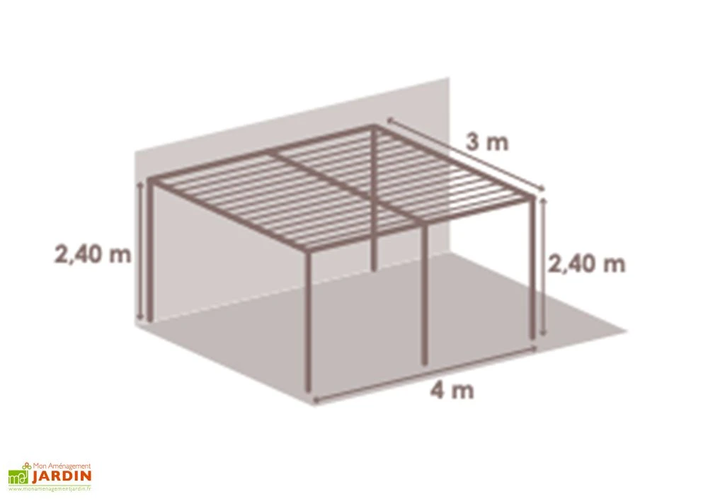 Pergola Bioclimatique Adossée En Aluminium 3 X 4 M - Madison 4 Pergola Bioclimatique Adossée En Aluminium 3 X 4 M - Madison – Image 2