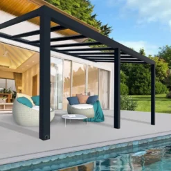 Pergola Aluminium Gris Et Polycarbonate - Stockholm | Palram – Canopia -Jardelix Soldes Magasin pergola aluminium stockholm canopia palram