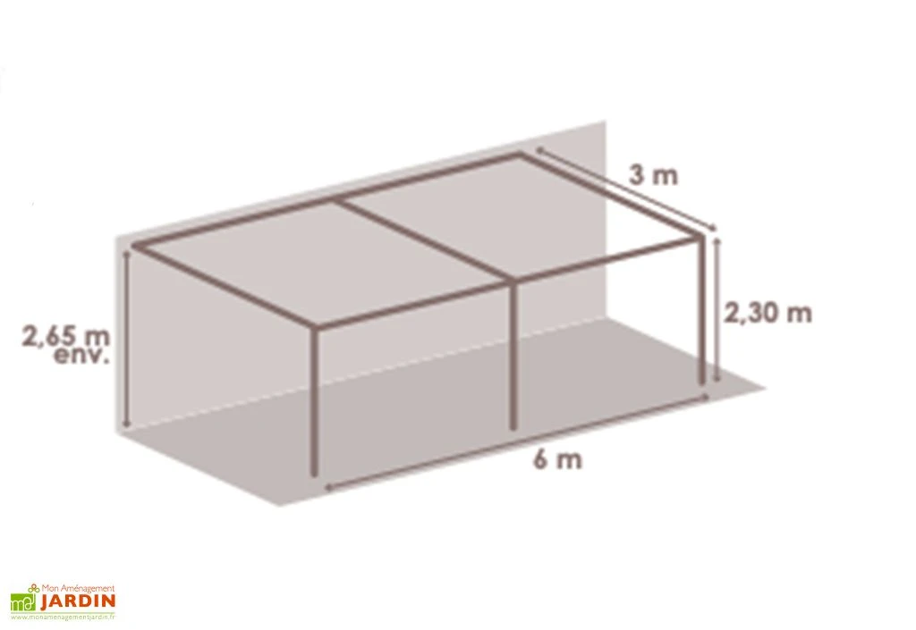 Pergola Adossée En Aluminium 3 X 6 M - Barbade 4 Pergola Adossée En Aluminium 3 X 6 M - Barbade – Image 2