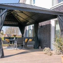 Tonnelle En Aluminium Autoportée 6 X 3,5 M Avec Toiture Acier - Marsala 10 Tonnelle En Aluminium Autoportée 6 X 3,5 M Avec Toiture Acier - Marsala -Jardelix Soldes Magasin pergola autoportee aluminium sojag sj09700 6x4m