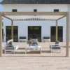 Pergola Bioclimatique Ombréa En Aluminium 3 X 4 M Autoportée - Imitation Bois -Jardelix Soldes Magasin pergola bioclimatique 3x4 aluminium effet bois ombrea 15 728257