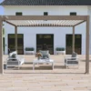 Pergola Bioclimatique Ombréa En Aluminium 3 X 4 M Autoportée - Taupe -Jardelix Soldes Magasin pergola bioclimatique 3x4 marron ombrea 15 728394