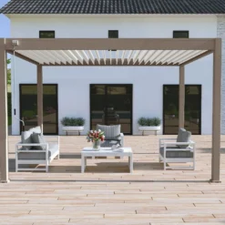 Pergola Bioclimatique Ombréa En Aluminium 3 X 4 M Autoportée - Taupe