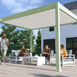 Pergola Bioclimatique Ombréa En Aluminium 3 X 4 M Autoportée - Vert Jade -Jardelix Soldes Magasin pergola bioclimatique 3x4 ombrea 15 728424